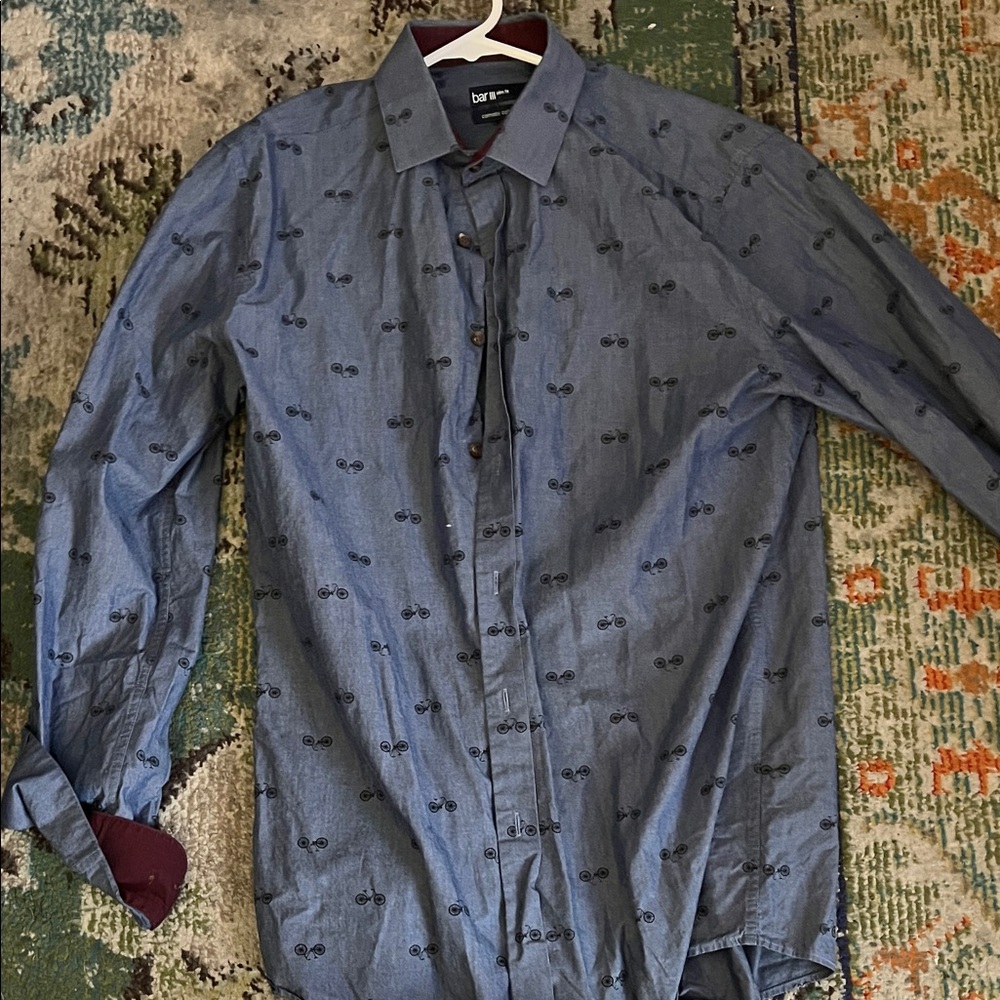 Bar III Bicycle Patterned Casual Shirt Slim Fit